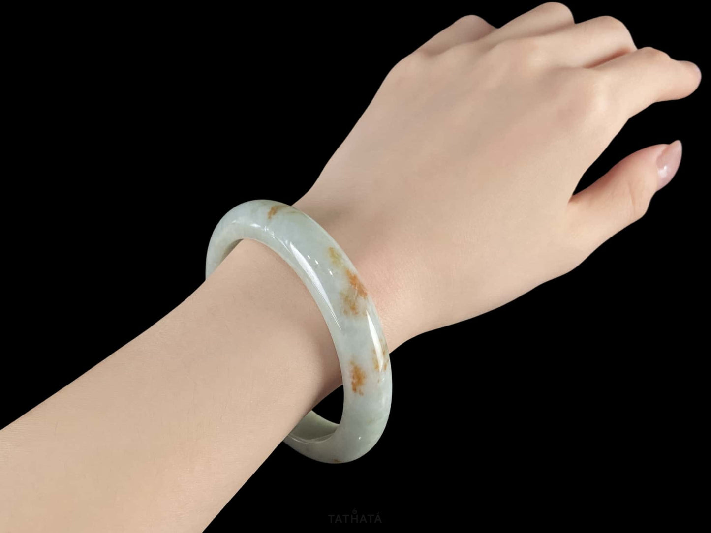 Soft Celadon Ochre · Nature Burmese Jadeite Peace Bangle