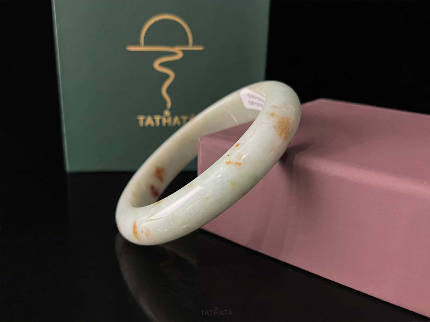 Cloud With Scattered Red Dots · Nature Burmese Jadeite Peace Bangle