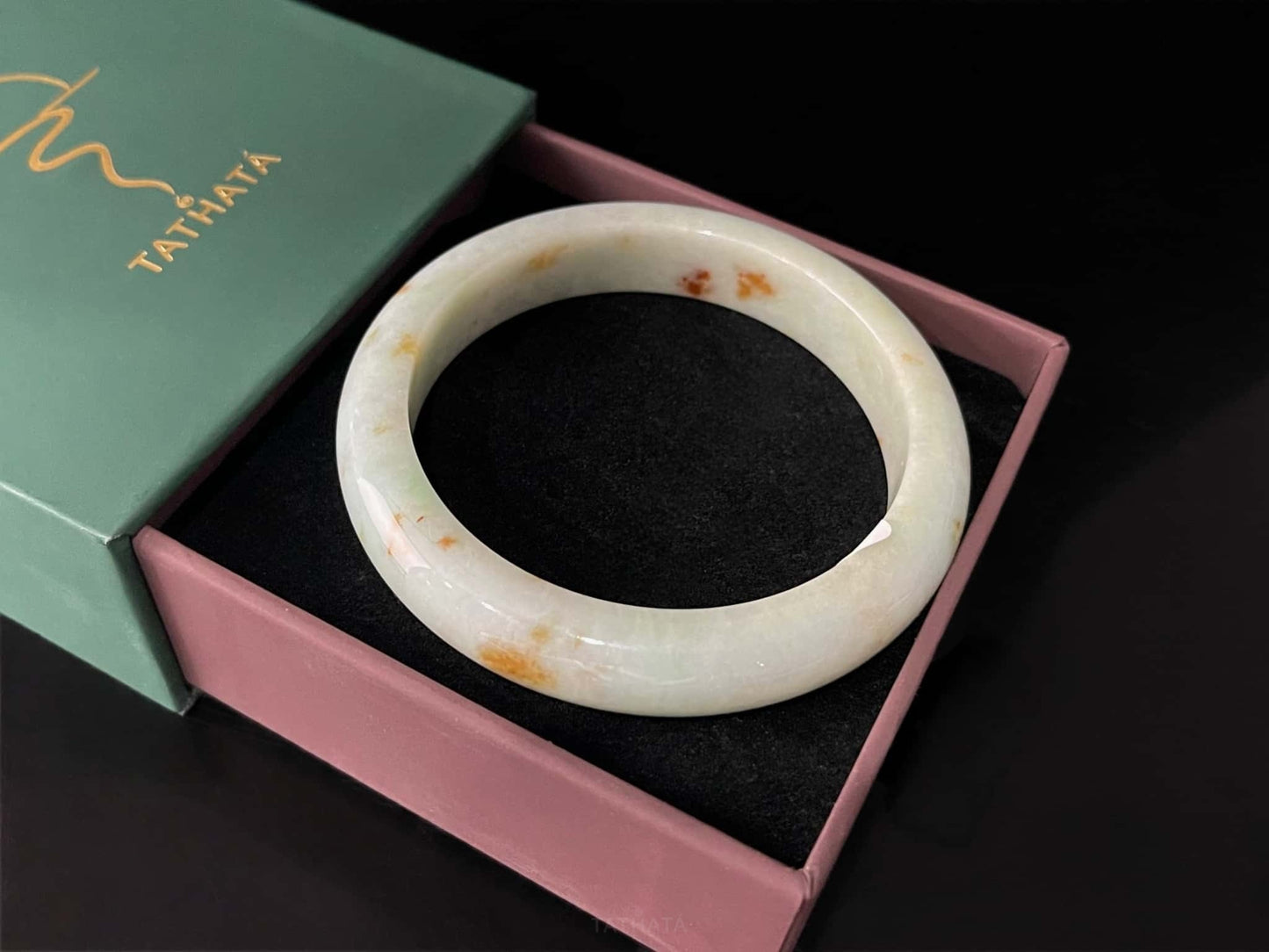 Cloud With Scattered Red Dots · Nature Burmese Jadeite Peace Bangle