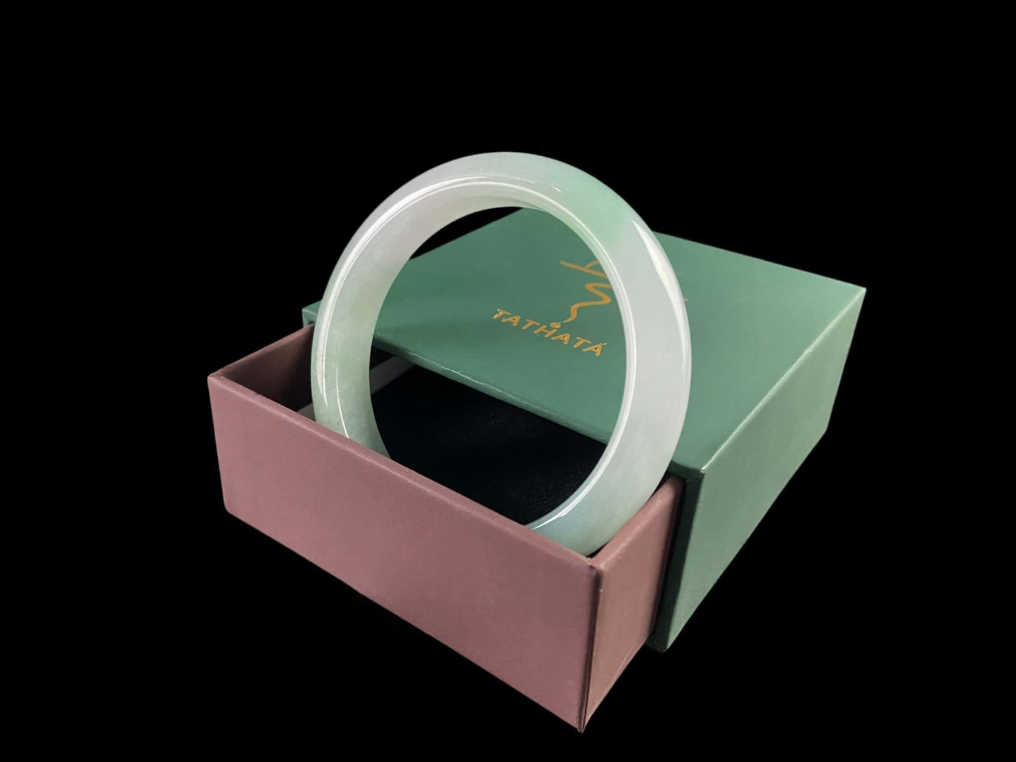 A mint gradient veil jadeite bangle.