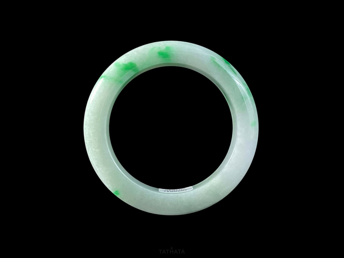 Mist Cloud Green Vein · Nature Burmese Jadeite Peace Bangle (59mm)