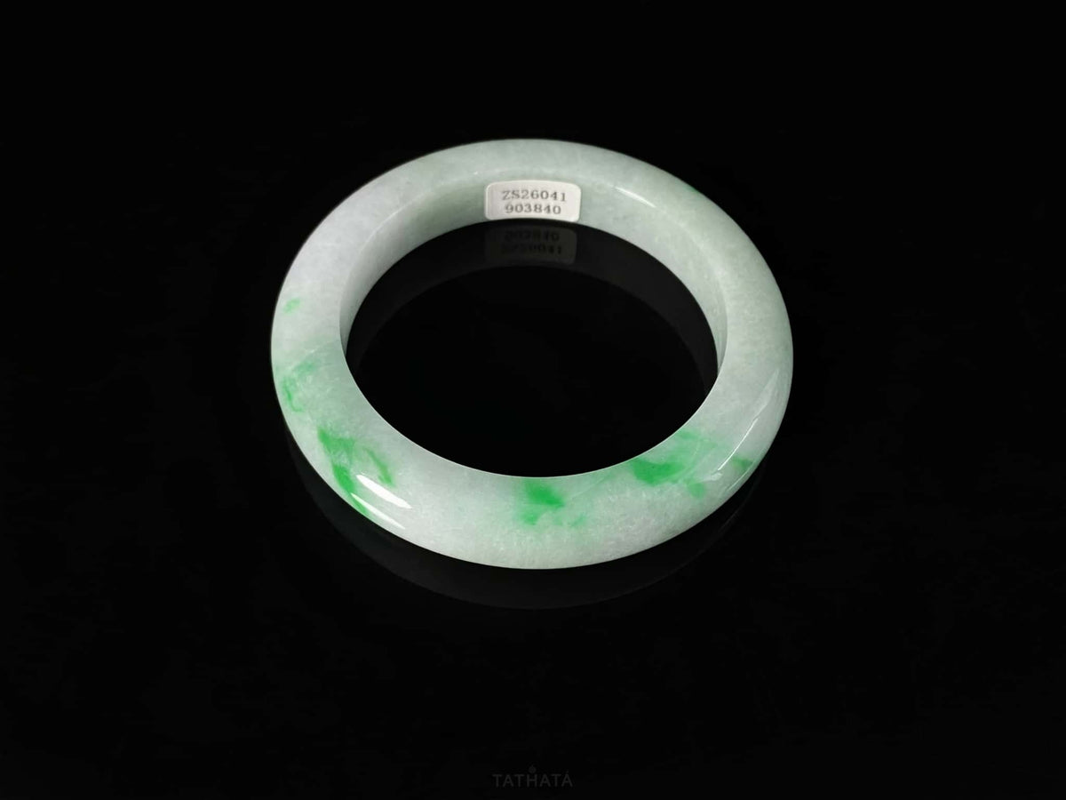 Mist Cloud Green Vein · Nature Burmese Jadeite Peace Bangle (59mm)