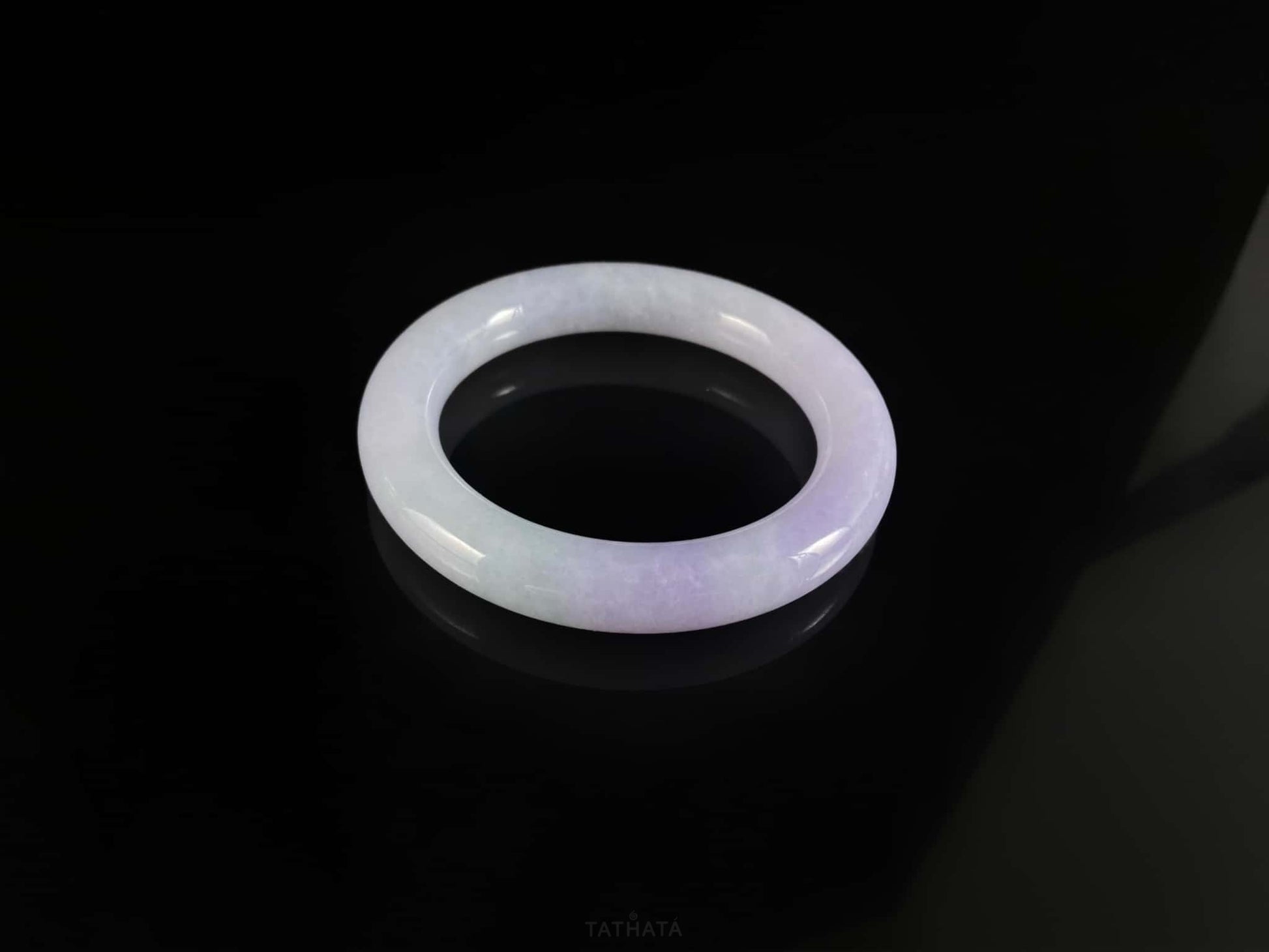 Misty Lavender Glow · Nature Burmese Jadeite Round Bangle (56mm)