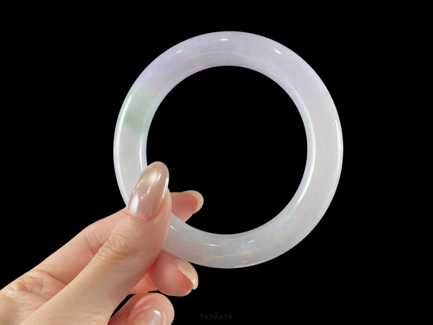 Misty Lavender Glow · Nature Burmese Jadeite Round Bangle (56mm)
