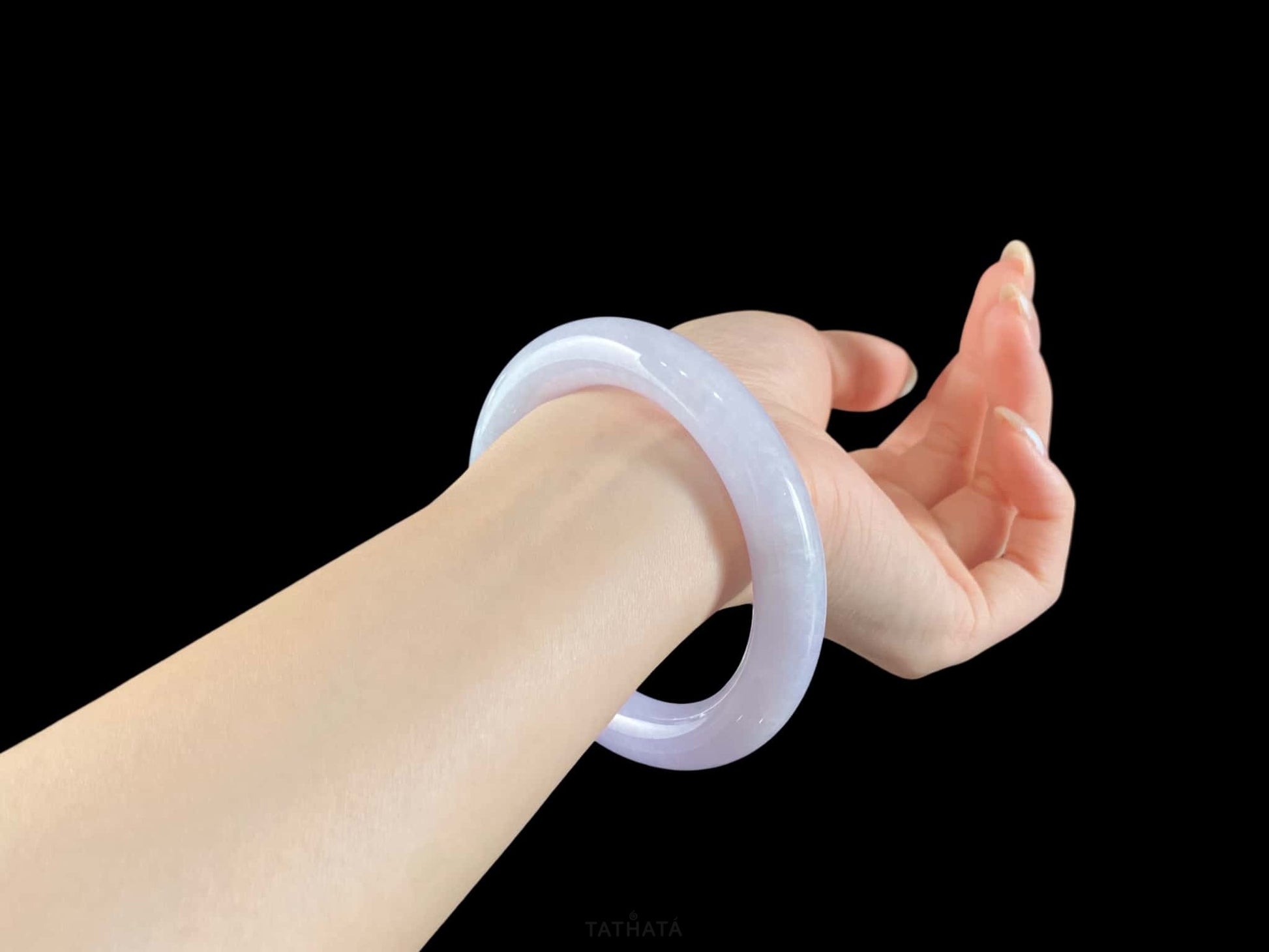Misty Lavender Glow · Nature Burmese Jadeite Round Bangle (56mm)