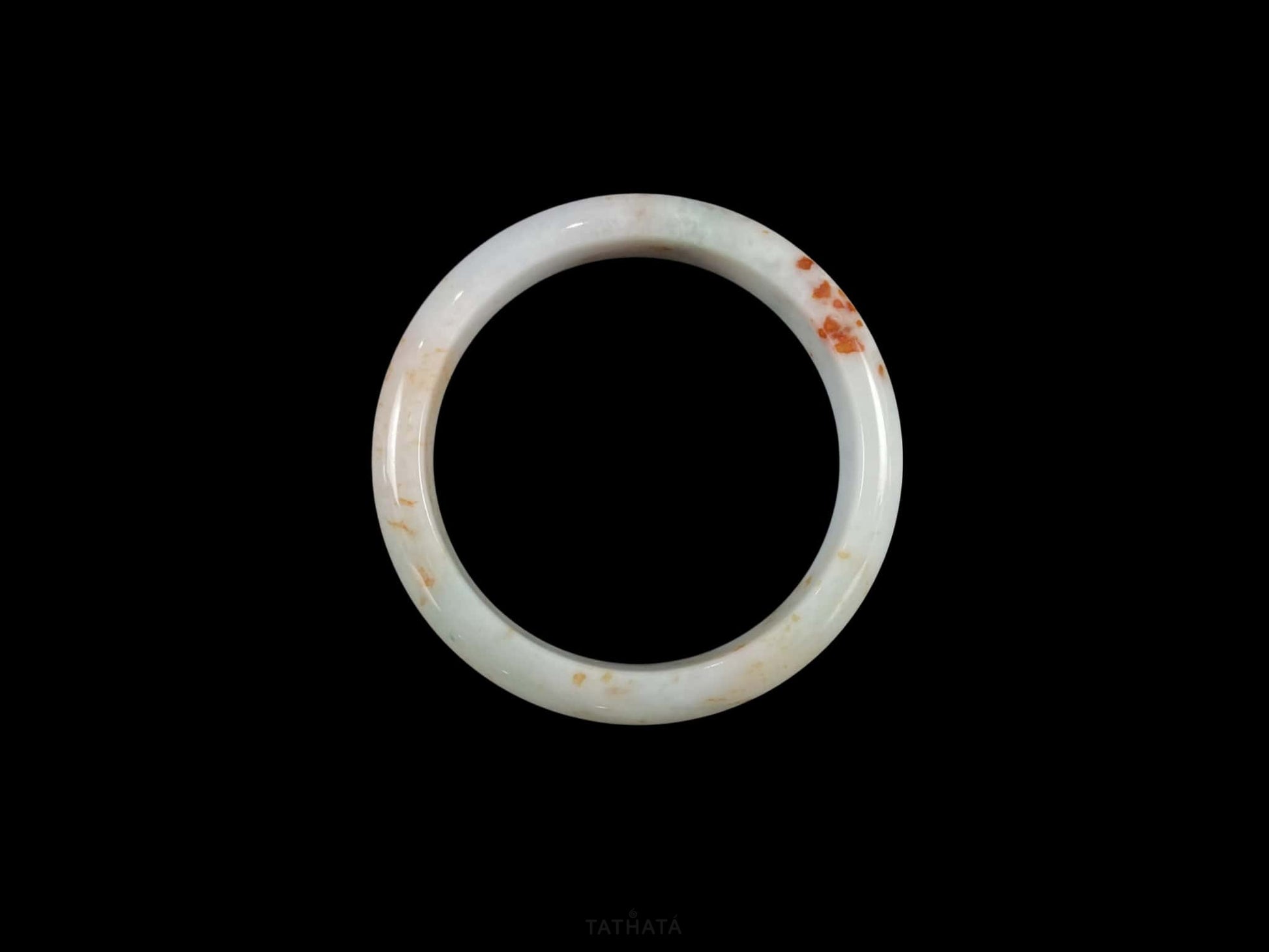 Auspicious Koi | Crimson Petals Fall Upon Frost · Nature Burmese Jadeite Peace Bangle