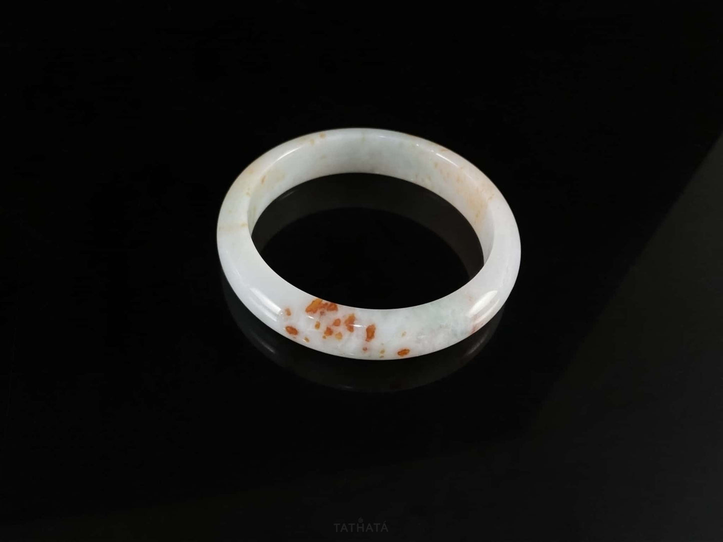 Auspicious Koi | Crimson Petals Fall Upon Frost · Nature Burmese Jadeite Peace Bangle