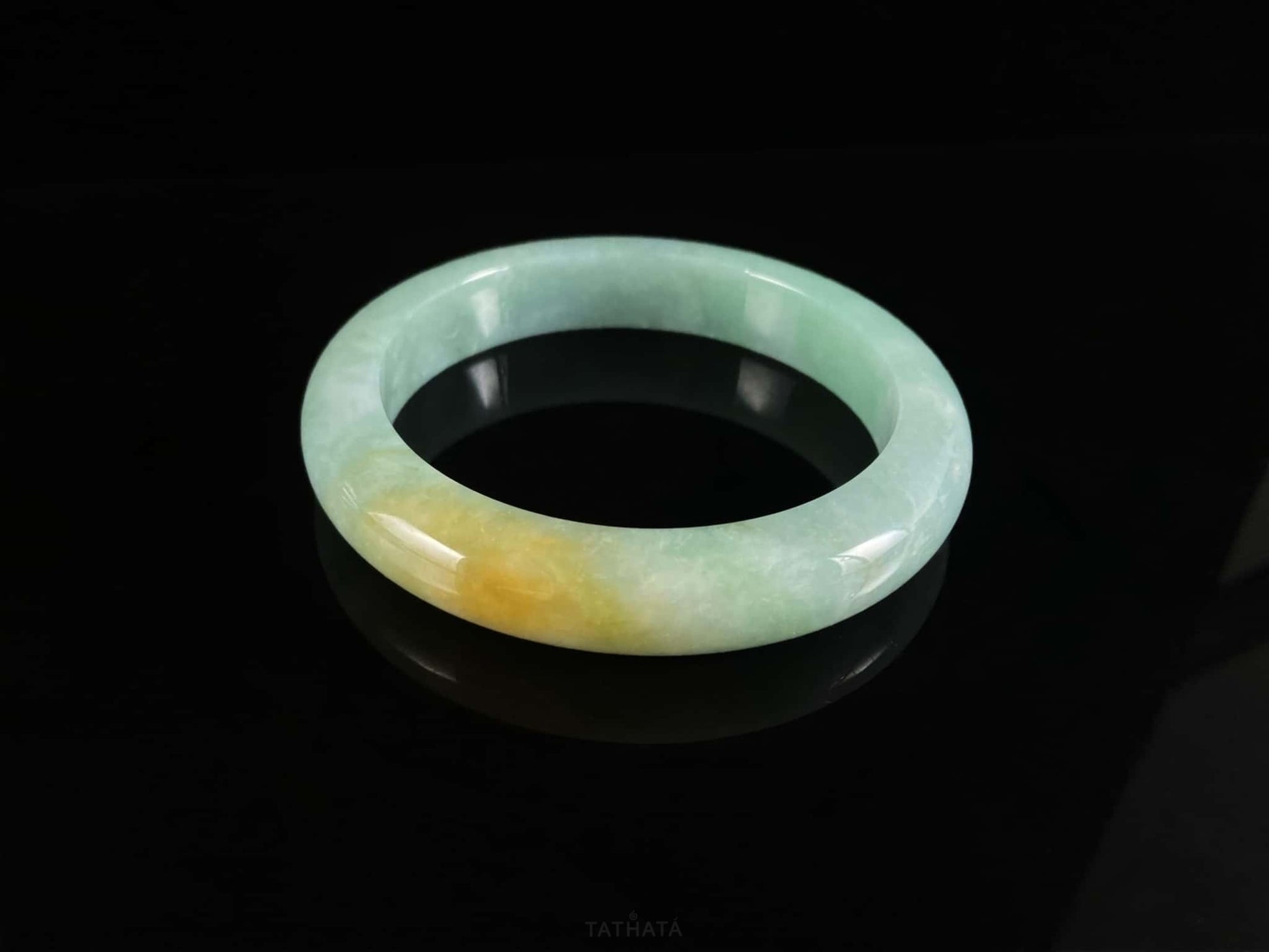 Spring Mountain Honey Rhyme · Nature Burmese Jadeite Peace Bangle (60mm)