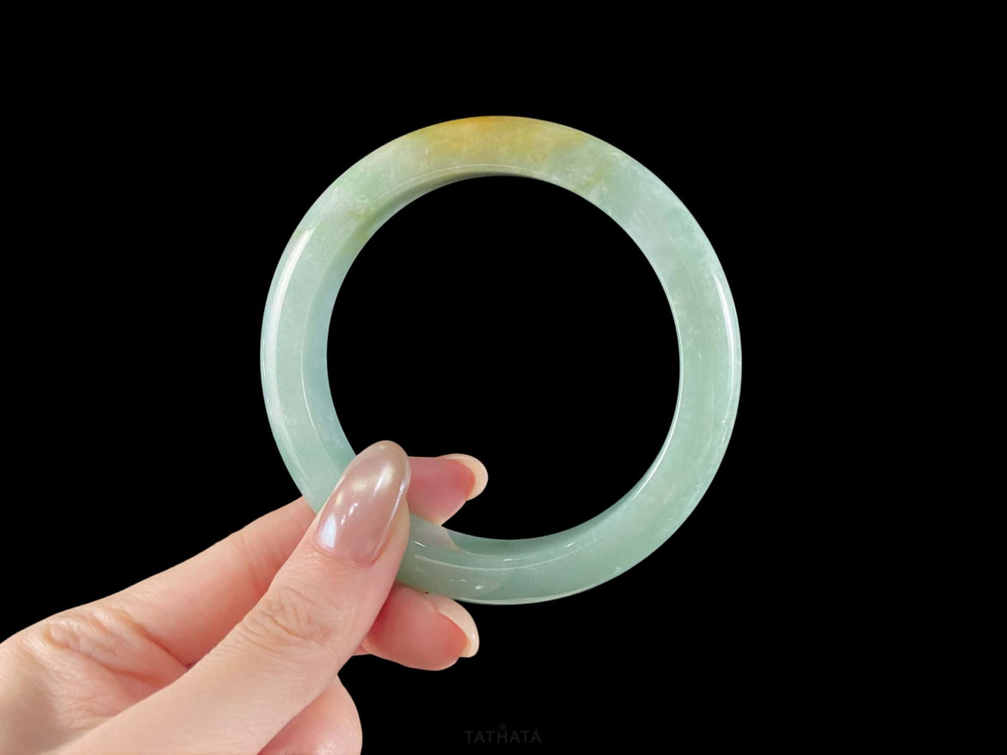 Spring Mountain Honey Rhyme · Nature Burmese Jadeite Peace Bangle (60mm)