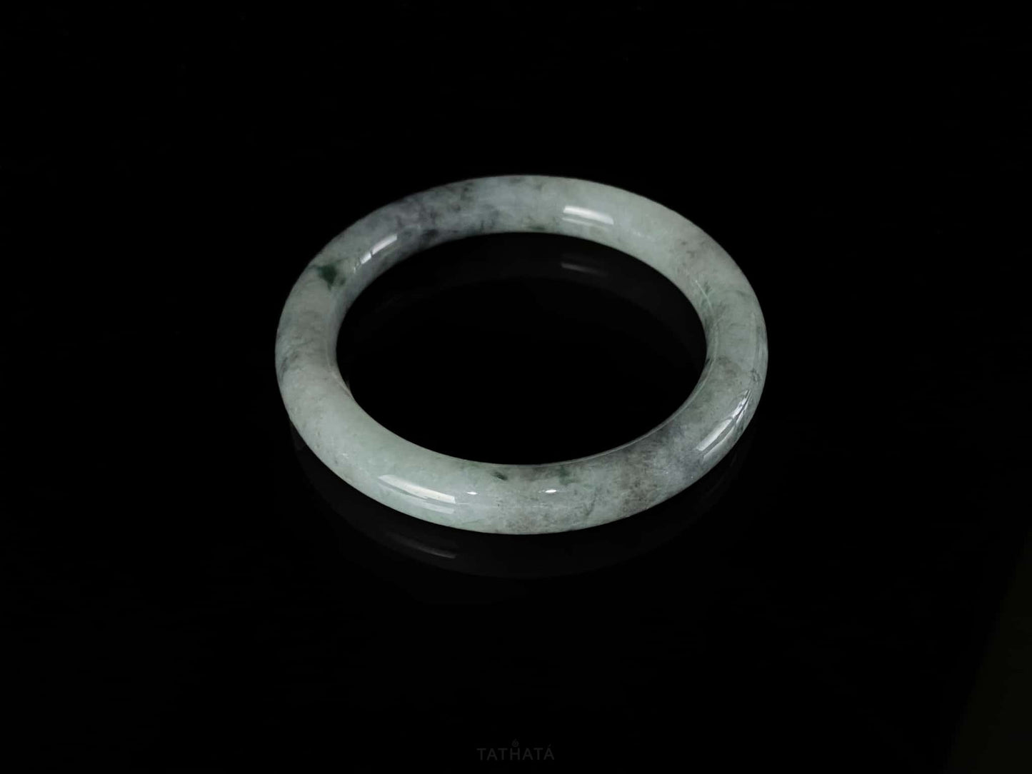 Misty Ink Wuji · Nature Burmese Jadeite Round Bangle