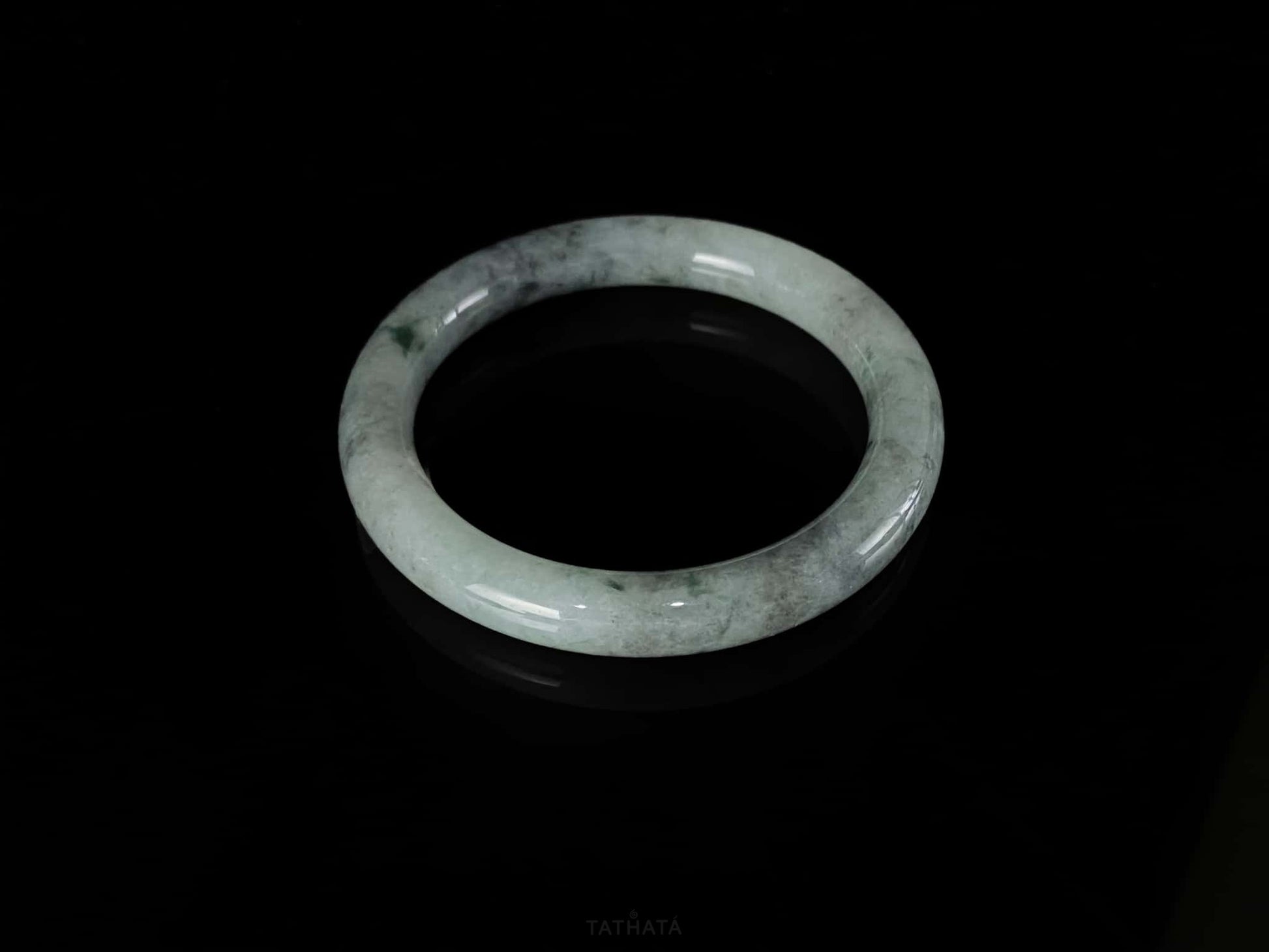 Misty Ink Wuji · Nature Burmese Jadeite Round Bangle