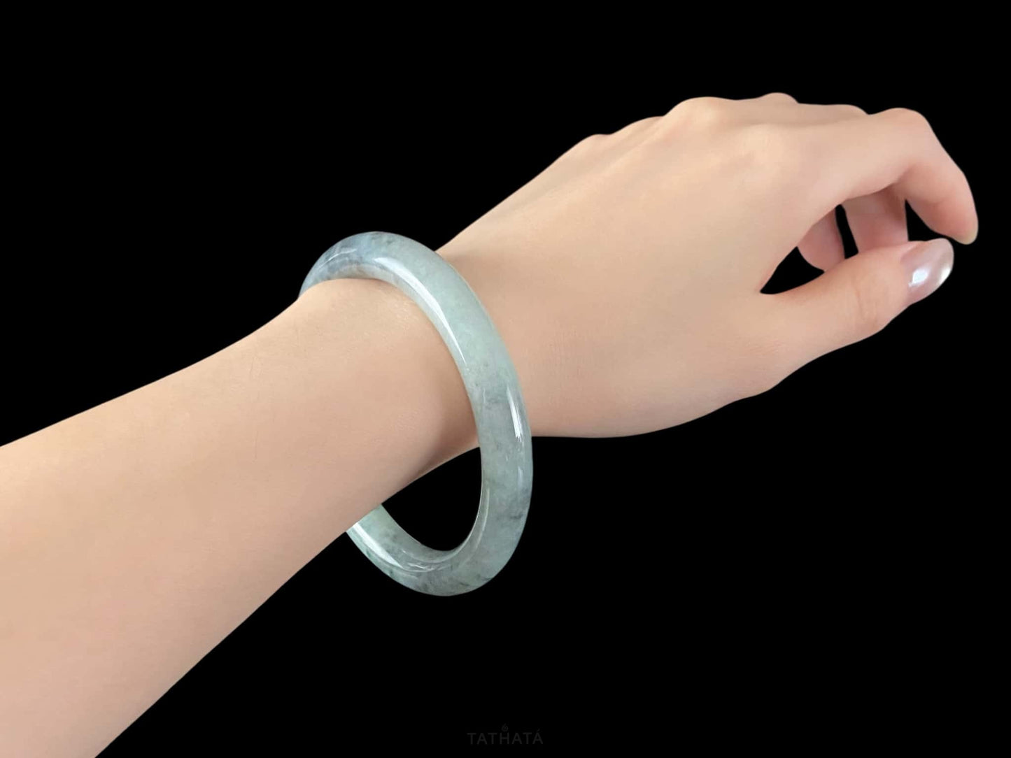 Misty Ink Wuji · Nature Burmese Jadeite Round Bangle