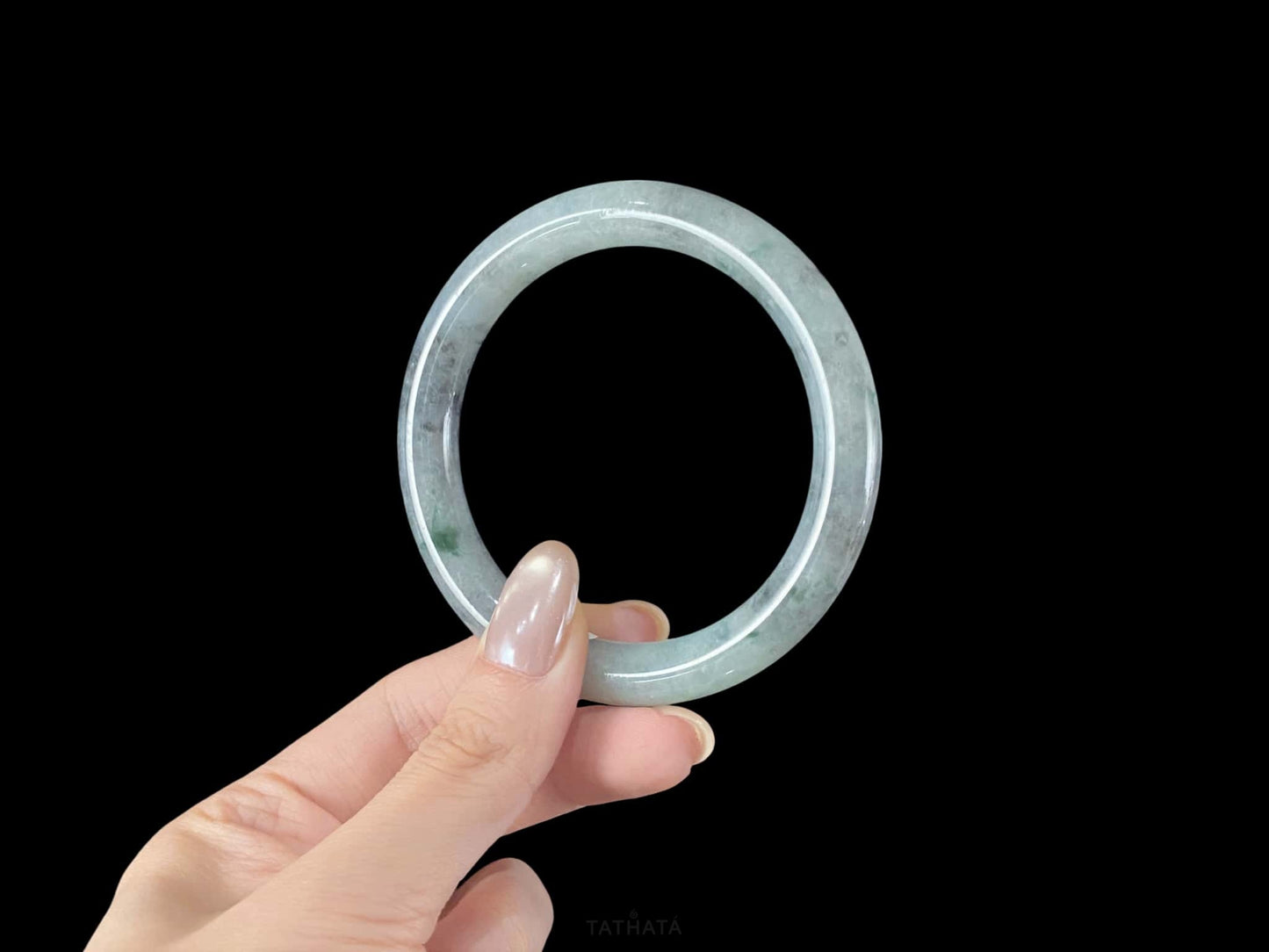 Misty Ink Wuji · Nature Burmese Jadeite Round Bangle