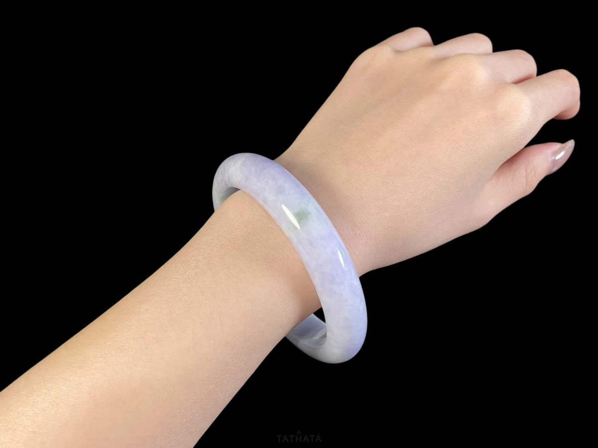 Best Seller 🟣 Soft Lavender Veil · Nature Burmese Jadeite Peace Bangle（62mm)