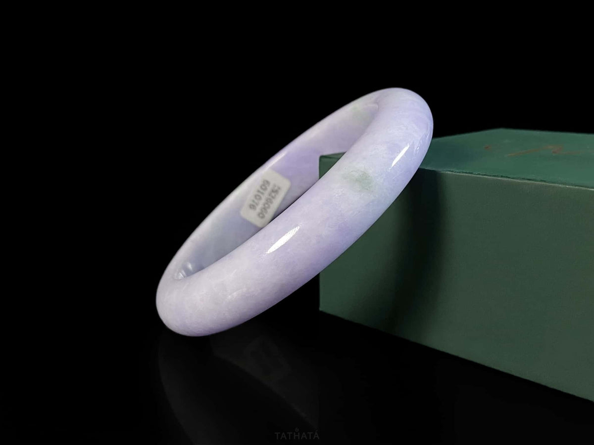 Best Seller 🟣 Soft Lavender Veil · Nature Burmese Jadeite Peace Bangle（62mm)