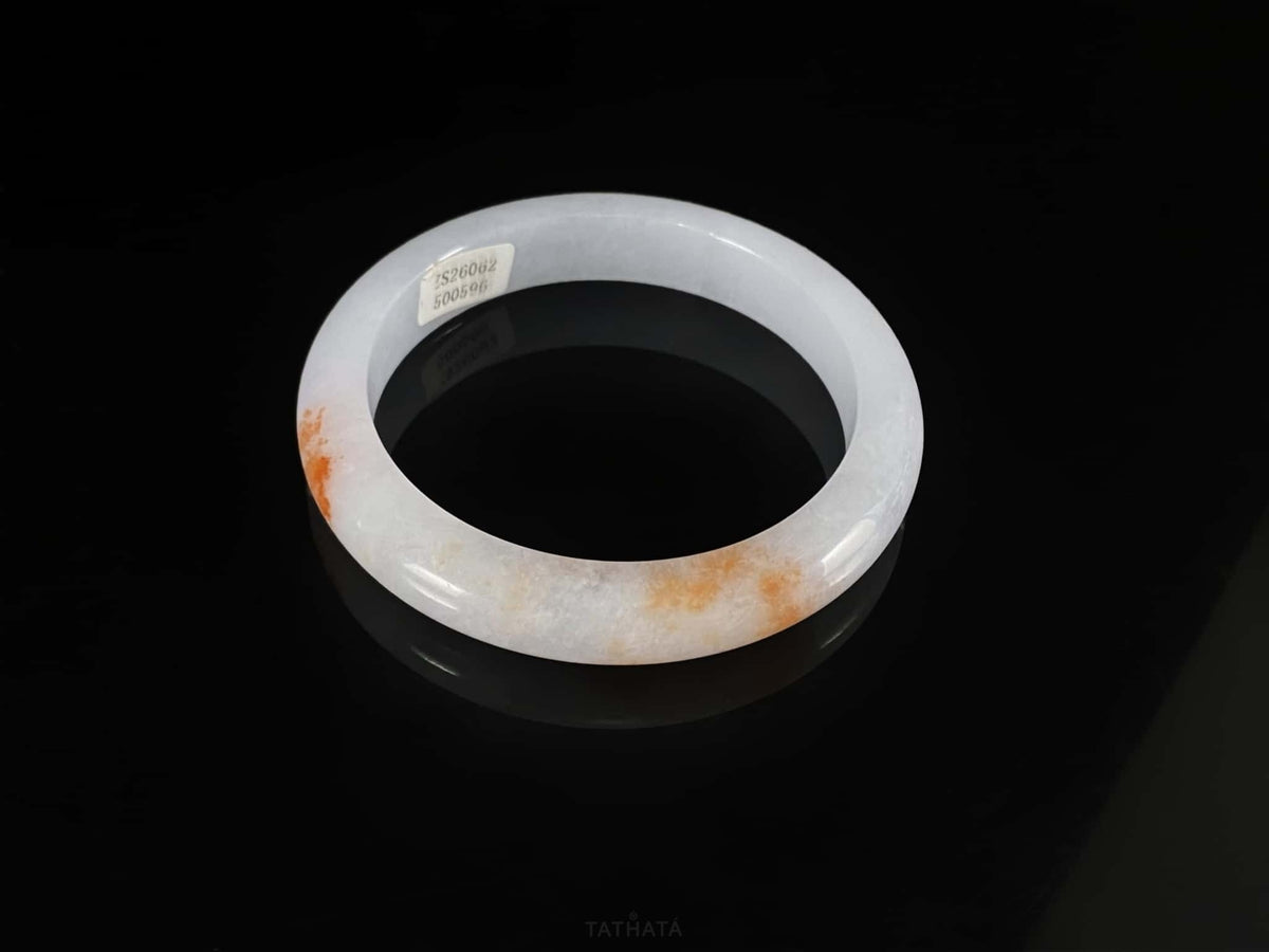 Soft Cream Amber Fleck · Nature Burmese Jadeite Peace Bangle (60mm)