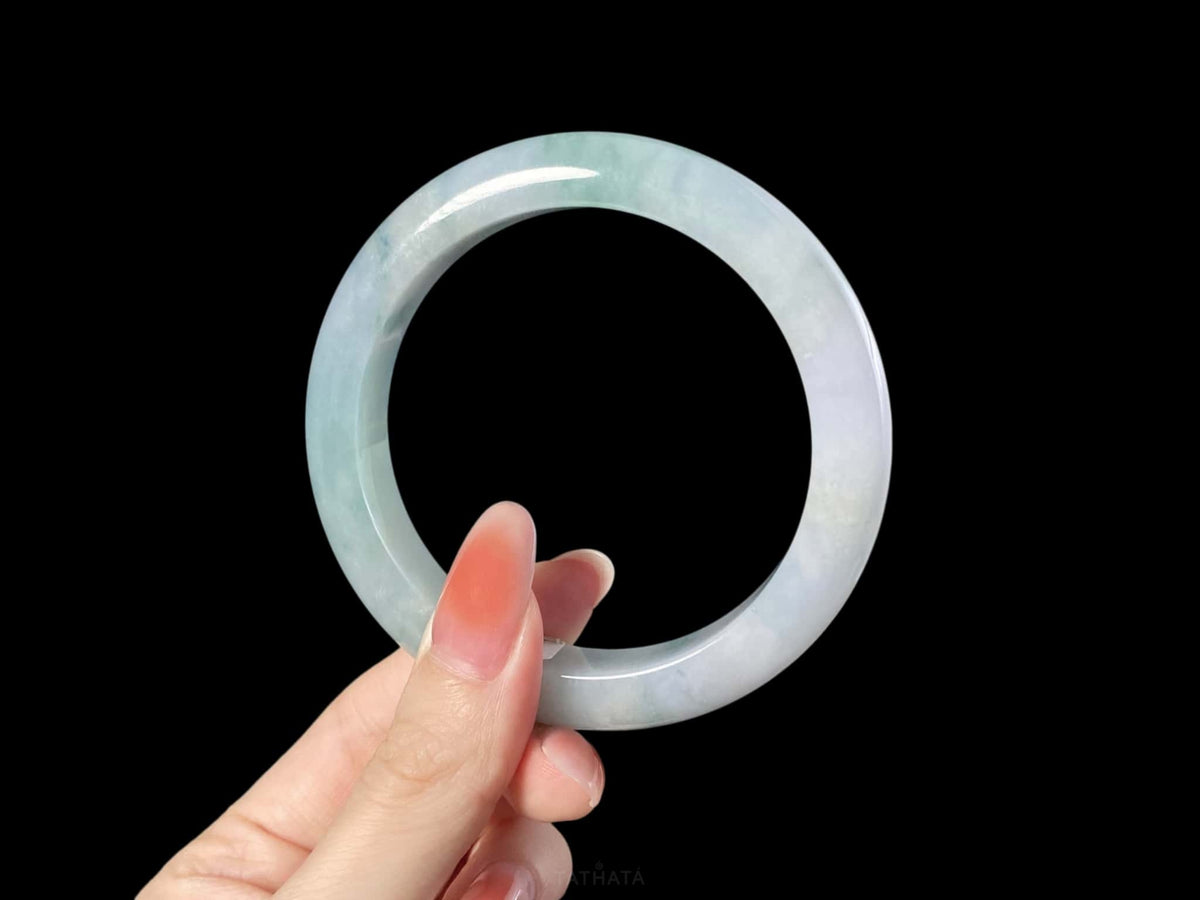 Still Wave Blue Haze · Nature Burmese Jadeite Peace Bangle