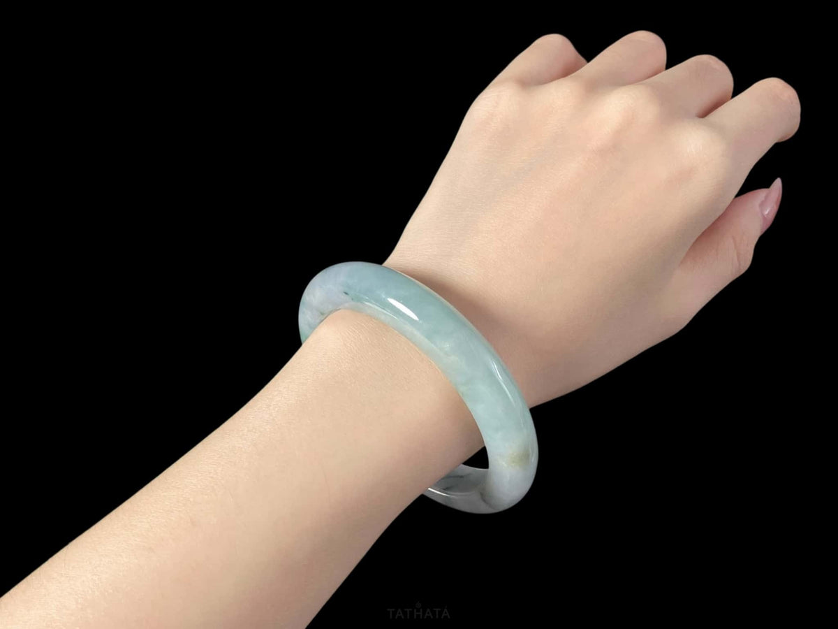 Still Wave Blue Haze · Nature Burmese Jadeite Peace Bangle
