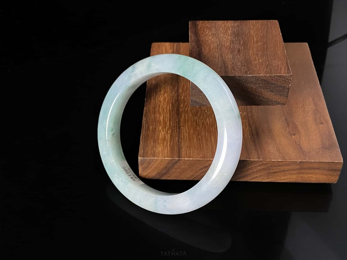 Still Wave Blue Haze · Nature Burmese Jadeite Peace Bangle