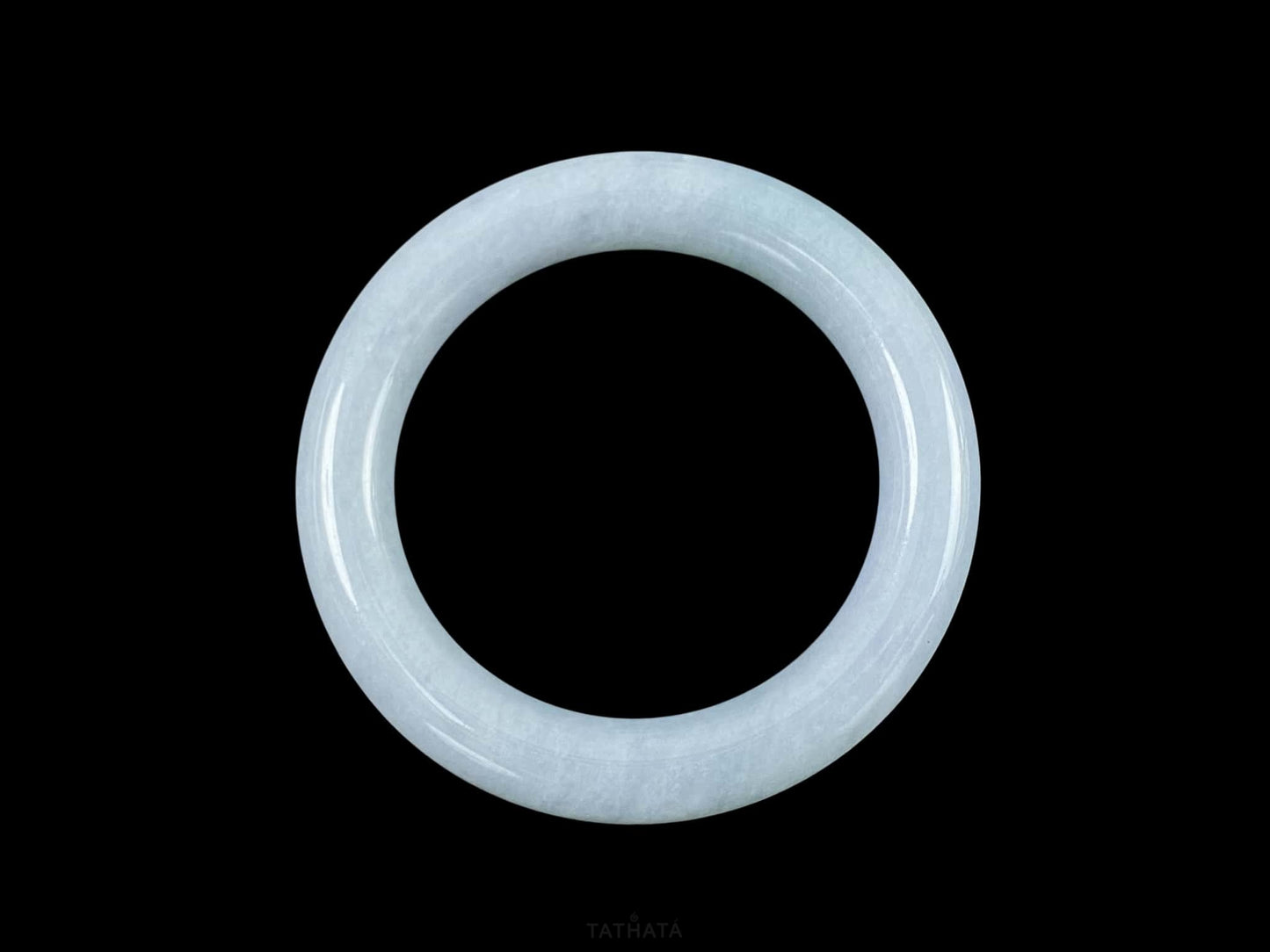 Cream Ice Blue · Nature Burmese Jadeite Round Bangle