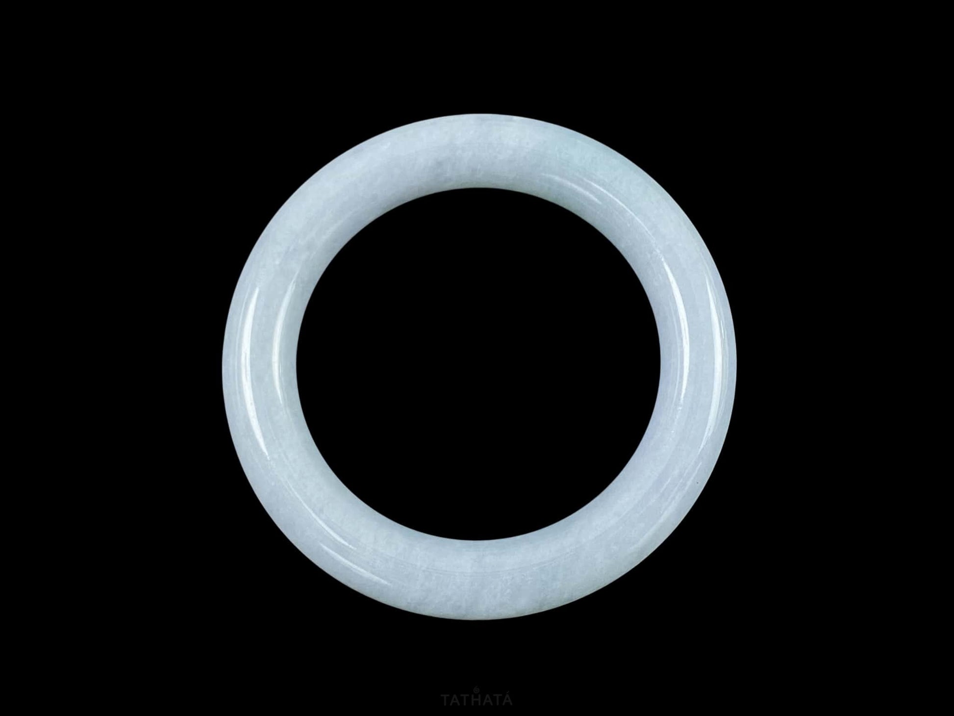 Cream Ice Blue · Nature Burmese Jadeite Round Bangle