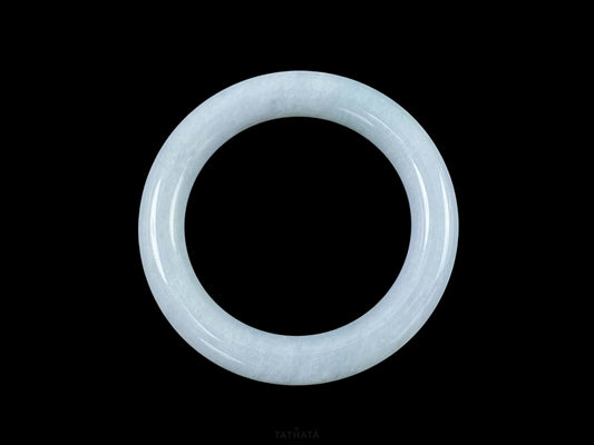 Cream Ice Blue · Nature Burmese Jadeite Round Bangle