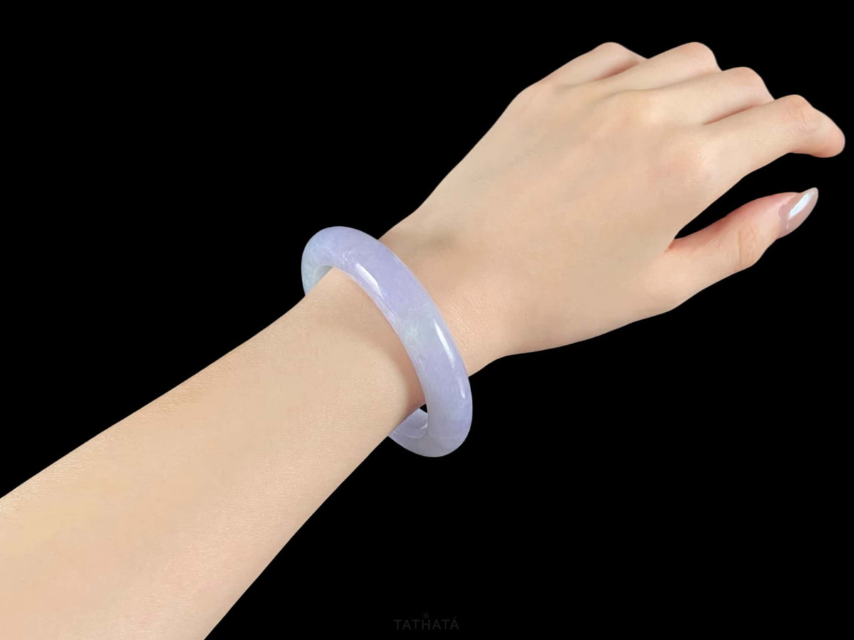 Purple Mist Moon Veil · Nature Burmese Jadeite Peace Bangle（54mm）