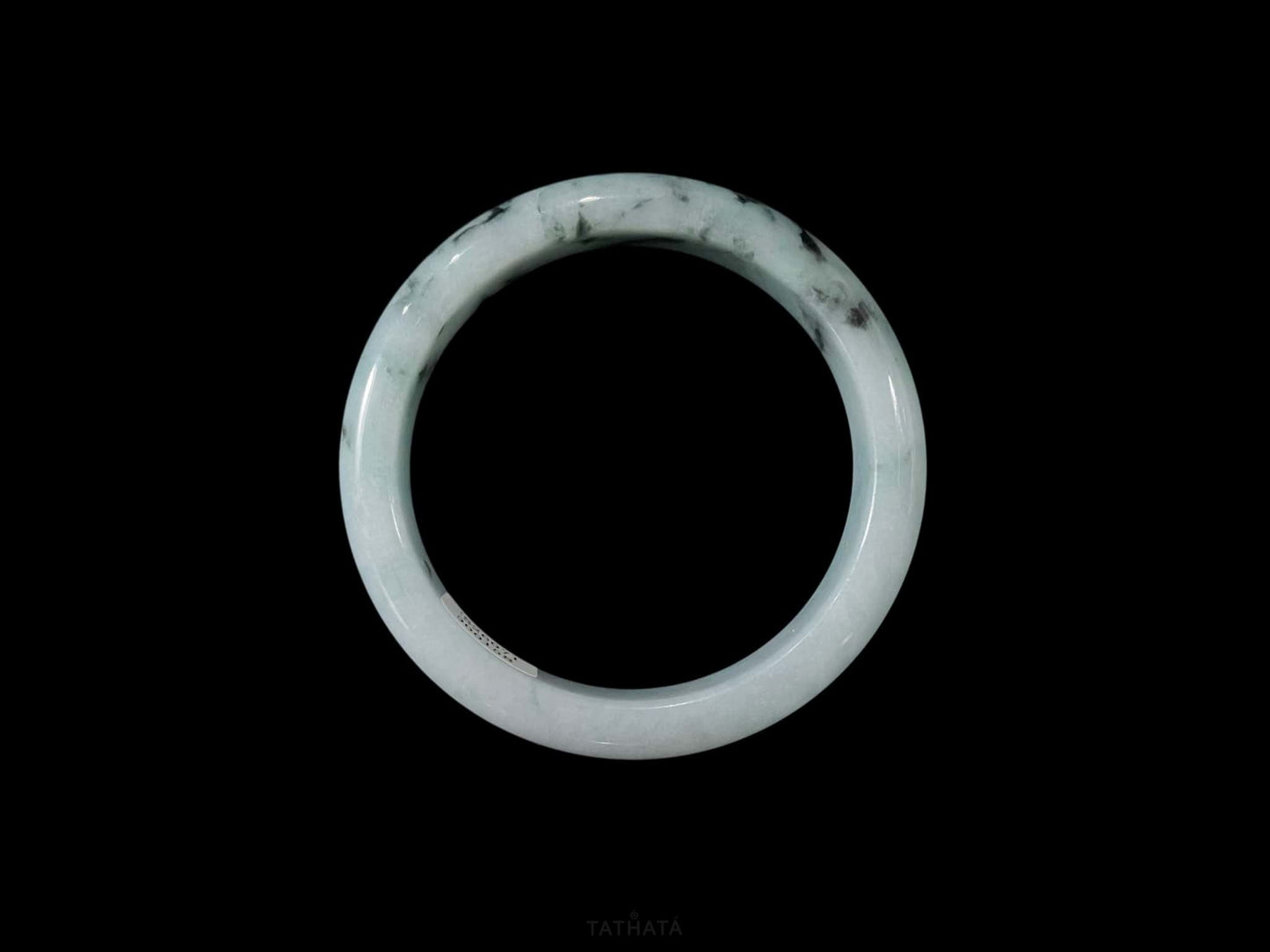 Ink‑Wash Pale‑Mist · Nature Burmese Jadeite Peace Bangle