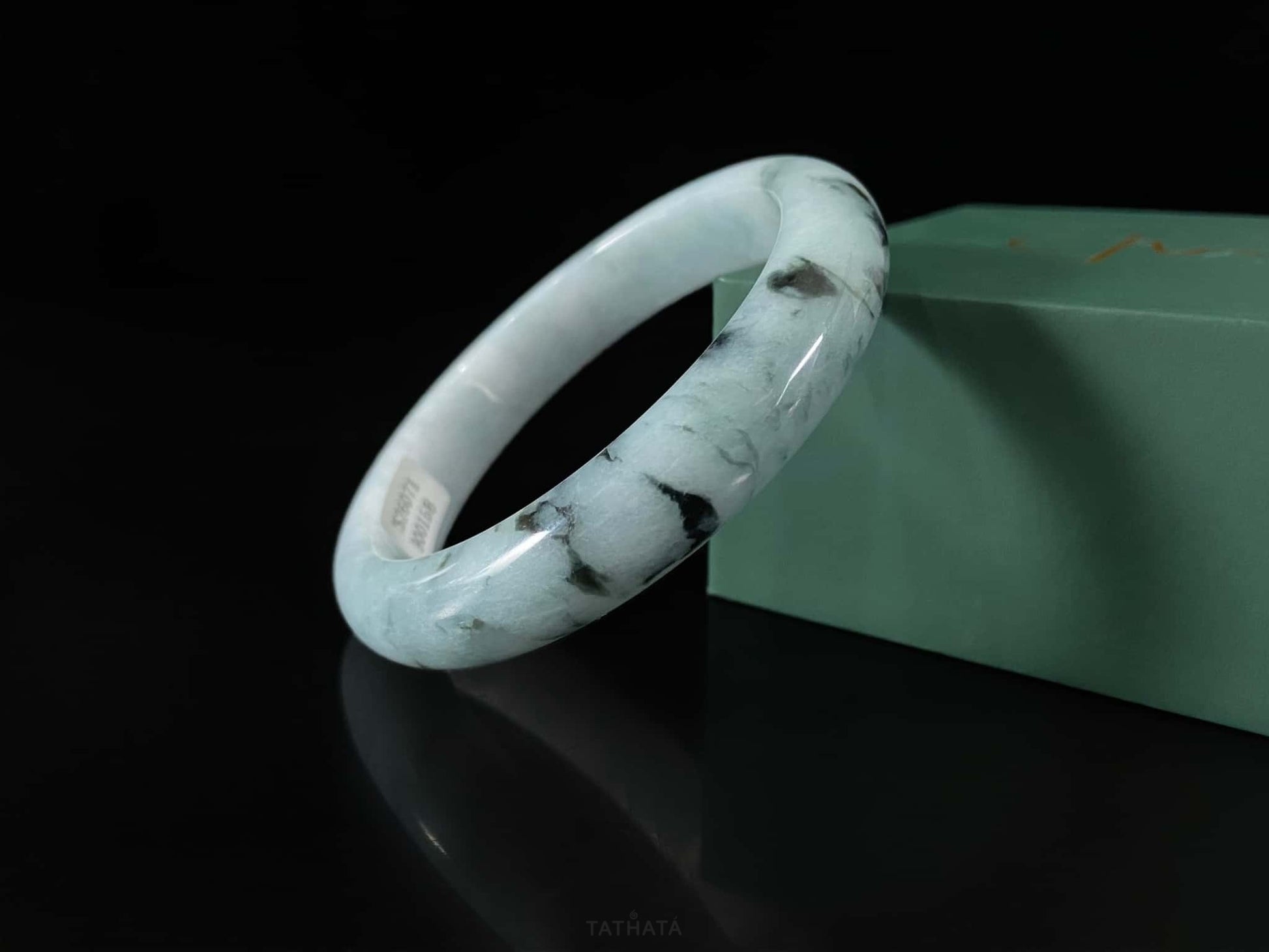 Ink‑Wash Pale‑Mist · Nature Burmese Jadeite Peace Bangle