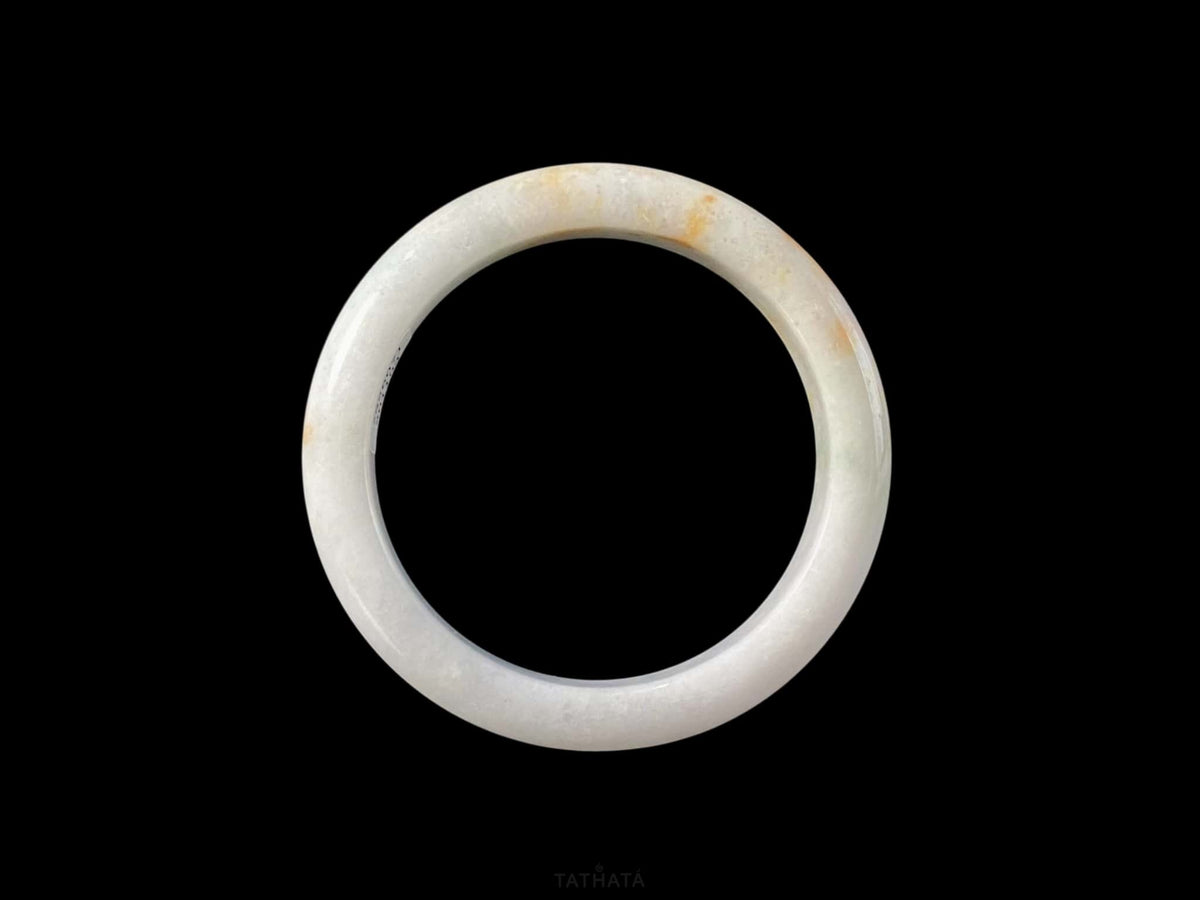 Highly Recommended 💰 Ethereal White Base Gold‑Splashed · Nature Burmese Jadeite Peace Bangle