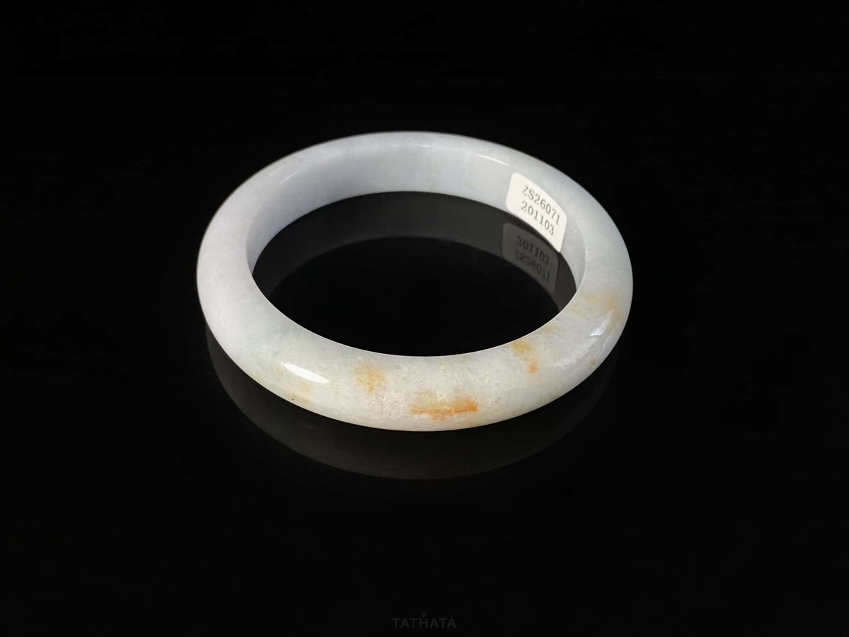 Highly Recommended 💰 Ethereal White Base Gold‑Splashed · Nature Burmese Jadeite Peace Bangle