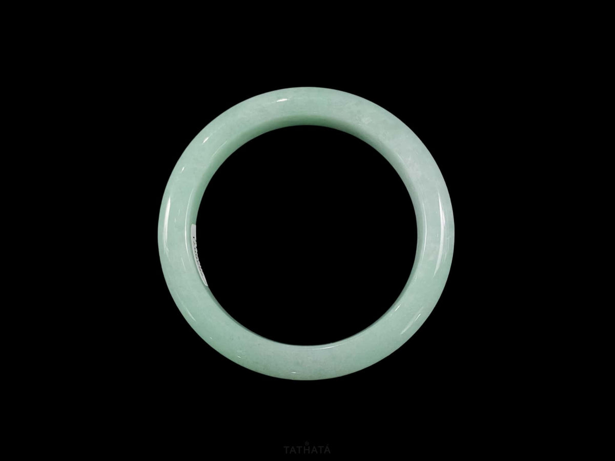 Dew Gathers in Early Spring · Nature Burmese Jadeite Peace Bangle（56mm）