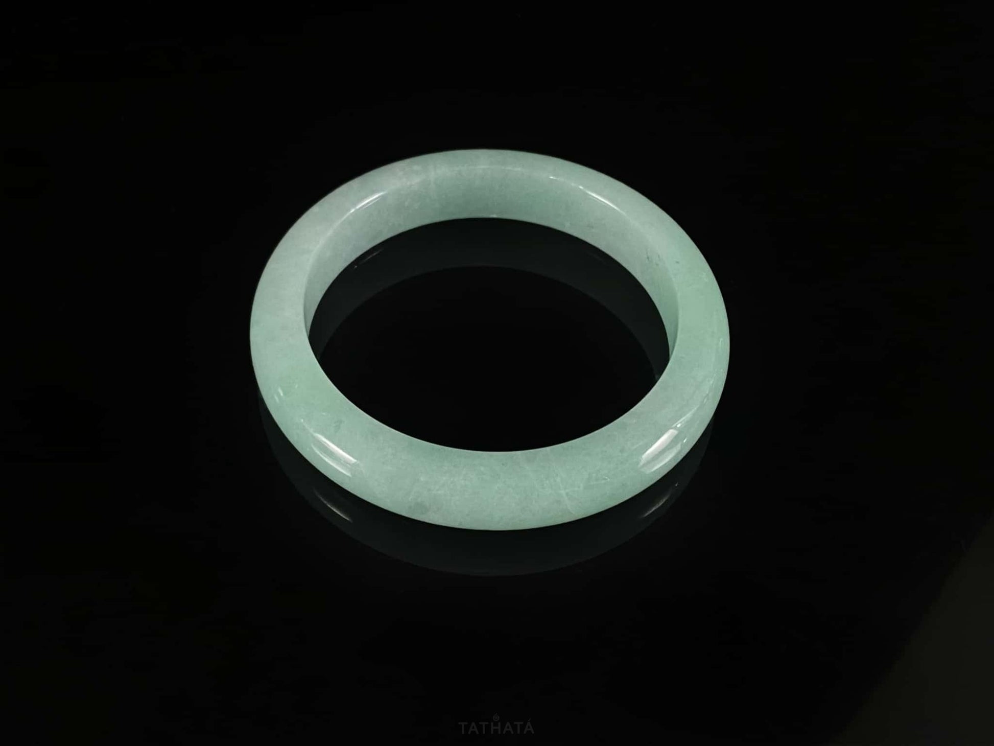 Dew Gathers in Early Spring · Nature Burmese Jadeite Peace Bangle（56mm）