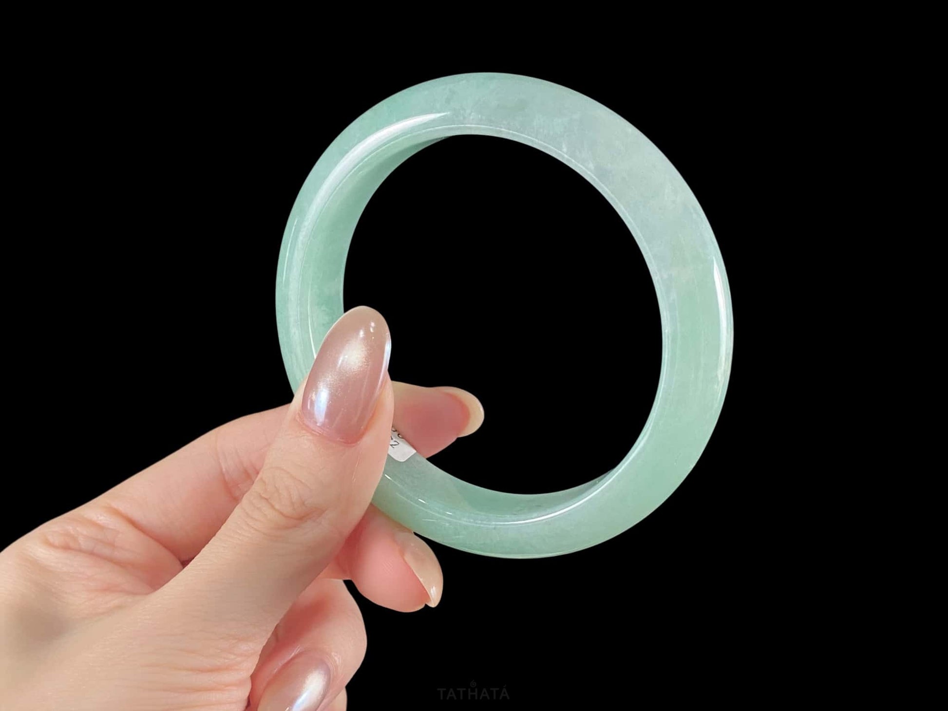 Dew Gathers in Early Spring · Nature Burmese Jadeite Peace Bangle（56mm）