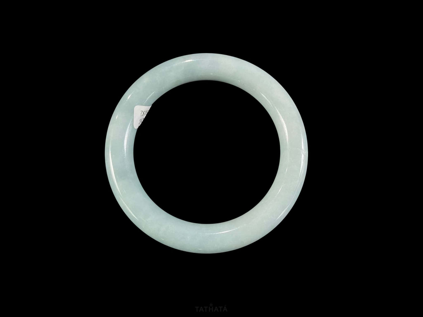 Soft Pale Blue · Nature Burmese Jadeite Round Bangle (57mm)