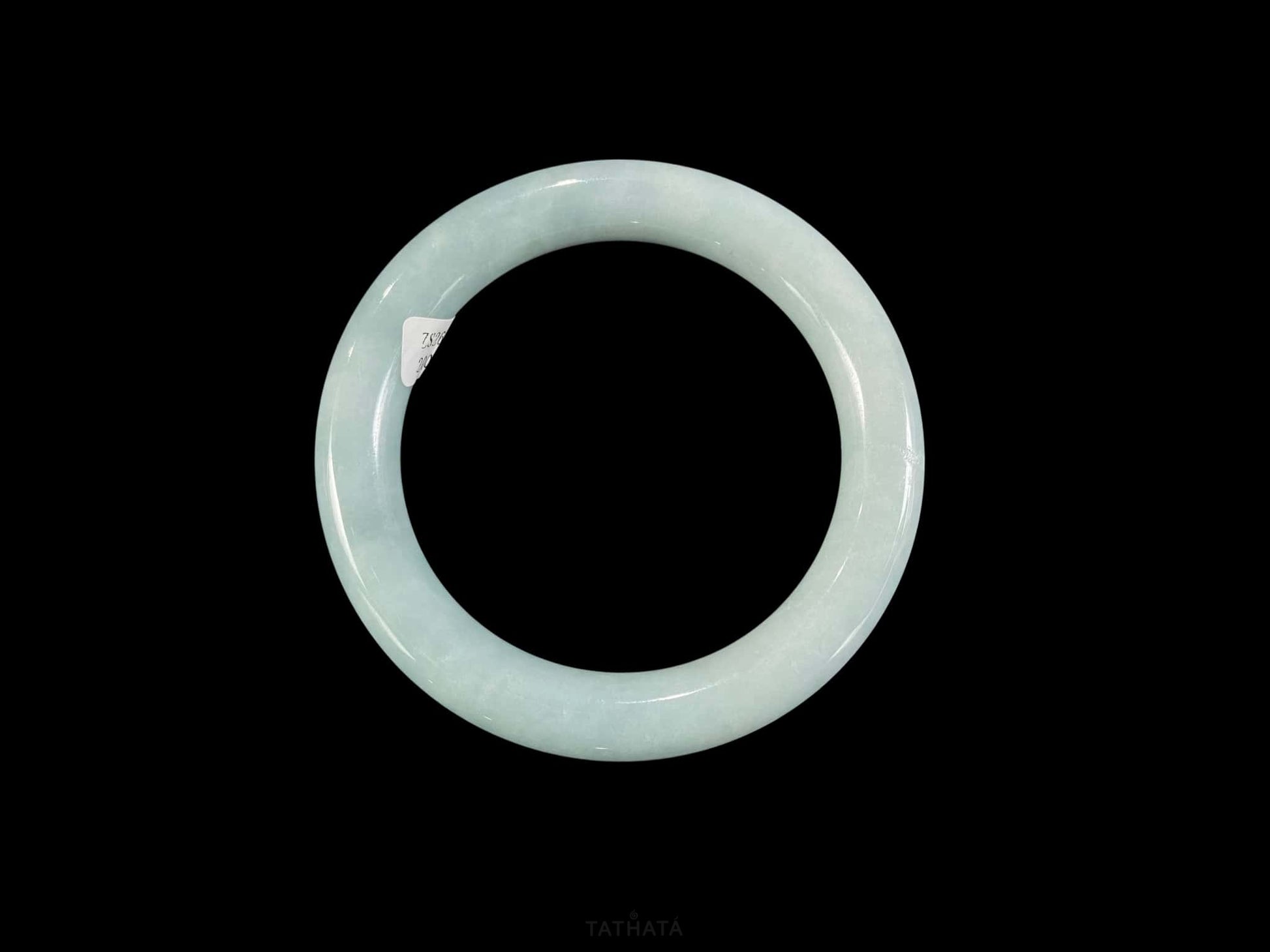 Soft Pale Blue · Nature Burmese Jadeite Round Bangle (57mm)