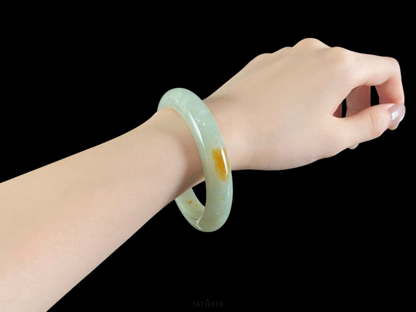 Celadon Golden Flecks · Nature Burmese Jadeite Peace Bangle