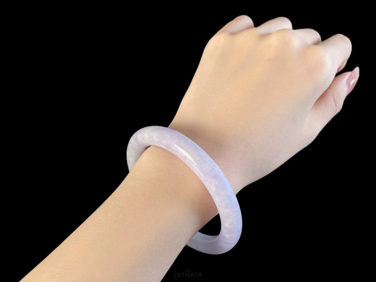 Moon Bloom Purple · Nature Burmese Jadeite Round Bangle