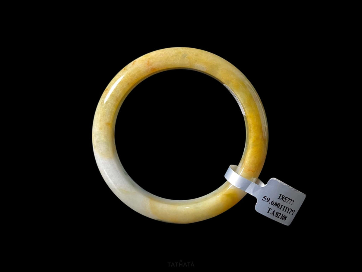 Dunhuang | Golden Hush Cream · Nature Burmese Jadeite Peace Bangle (59mm)