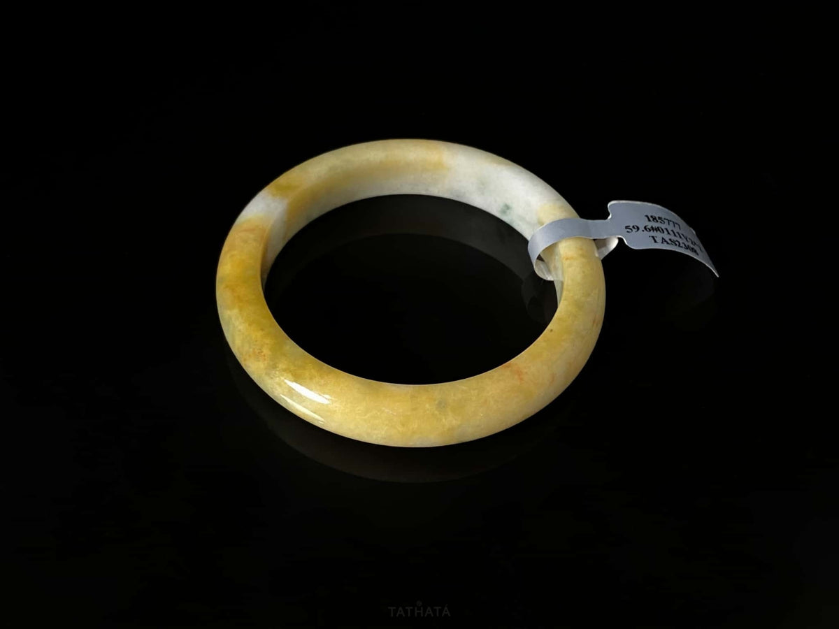 Dunhuang | Golden Hush Cream · Nature Burmese Jadeite Peace Bangle (59mm)