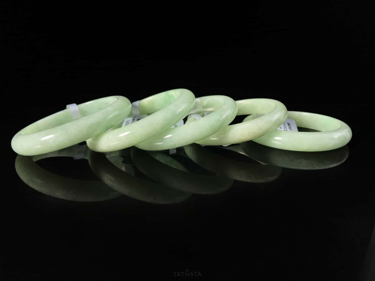 Curated 🫛 Meadow Glow Pale Pea · Nature Burmese Jadeite Peace Bangle