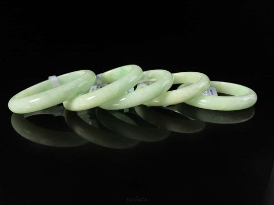 Curated 🫛 Meadow Glow Pale Pea · Nature Burmese Jadeite Peace Bangle