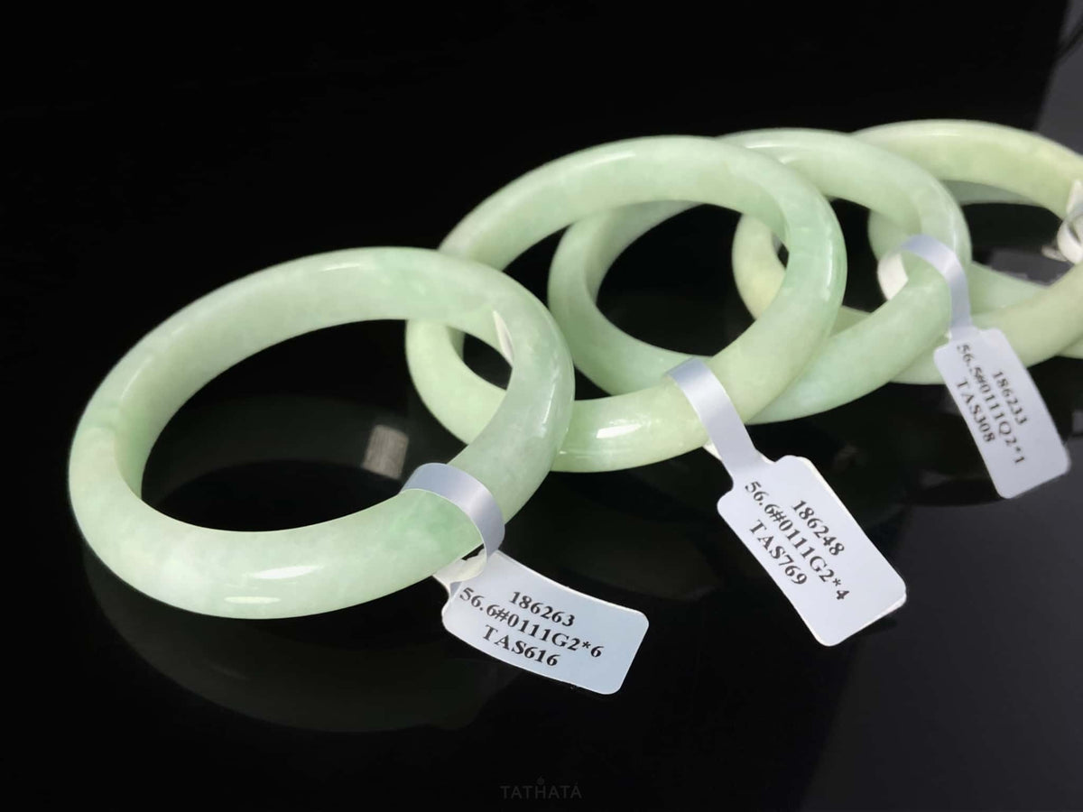 Curated 🫛 Meadow Glow Pale Pea · Nature Burmese Jadeite Peace Bangle
