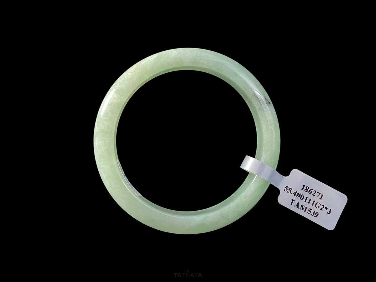 Curated 🫛 Meadow Glow Pale Pea · Nature Burmese Jadeite Peace Bangle