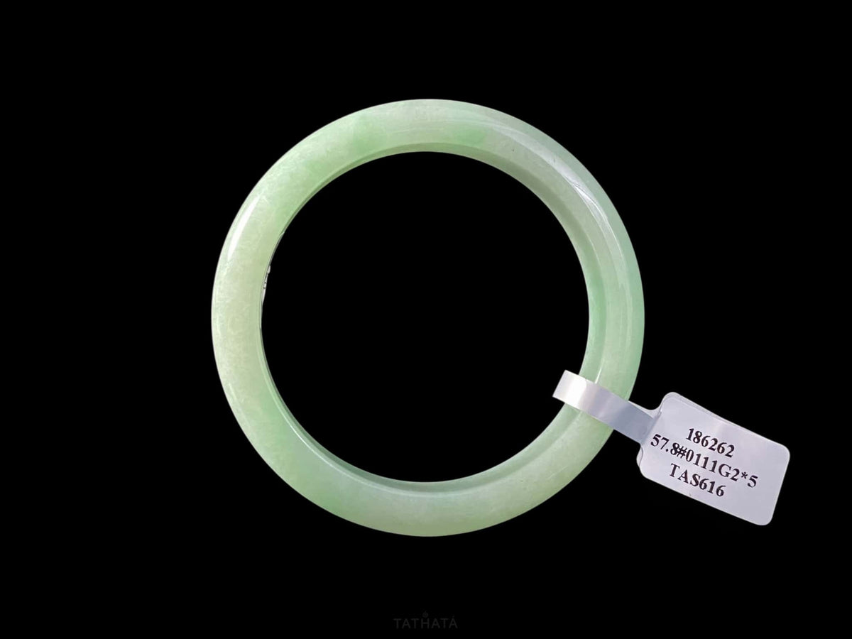 Curated 🫛 Meadow Glow Pale Pea · Nature Burmese Jadeite Peace Bangle