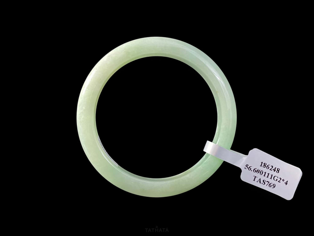 Curated 🫛 Meadow Glow Pale Pea · Nature Burmese Jadeite Peace Bangle