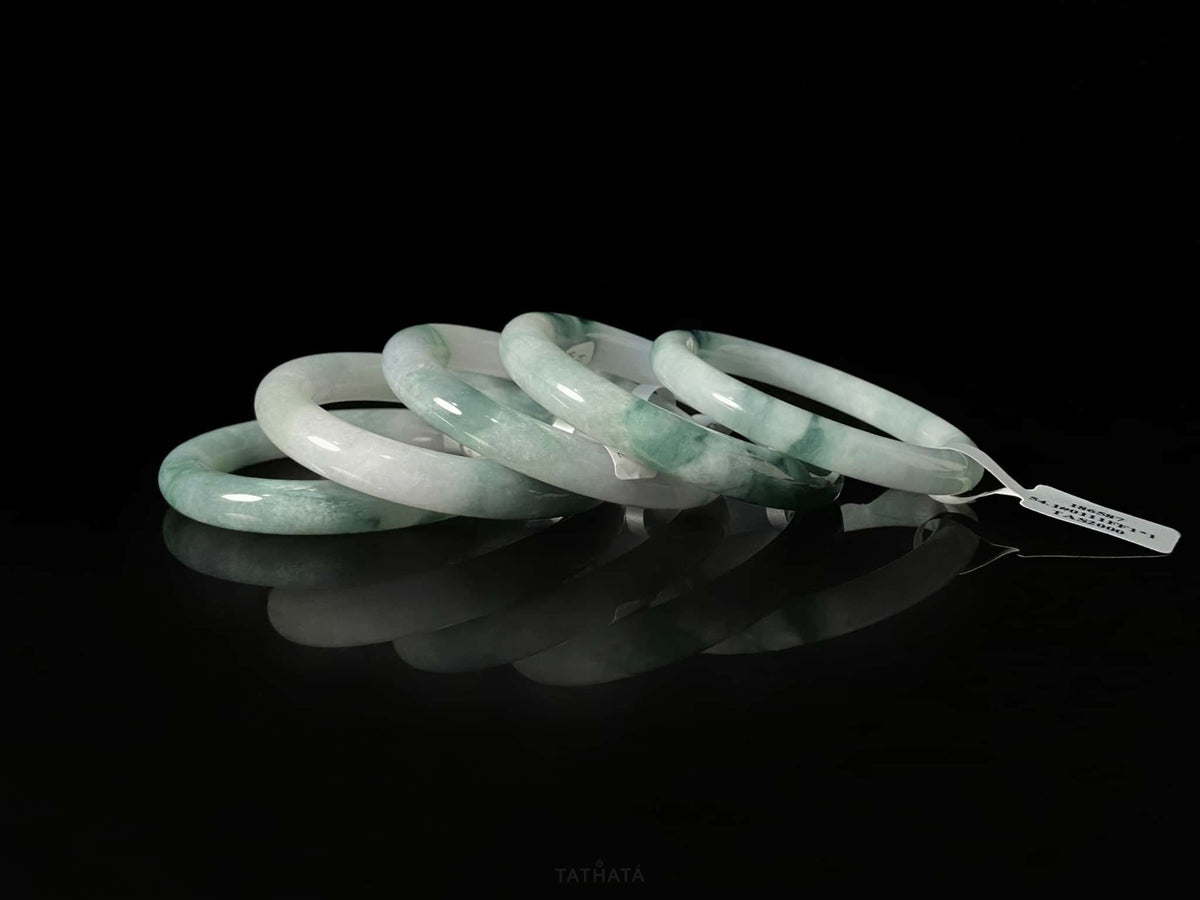 Cloud Stream Teal · Nature Burmese Jadeite Round Bangle
