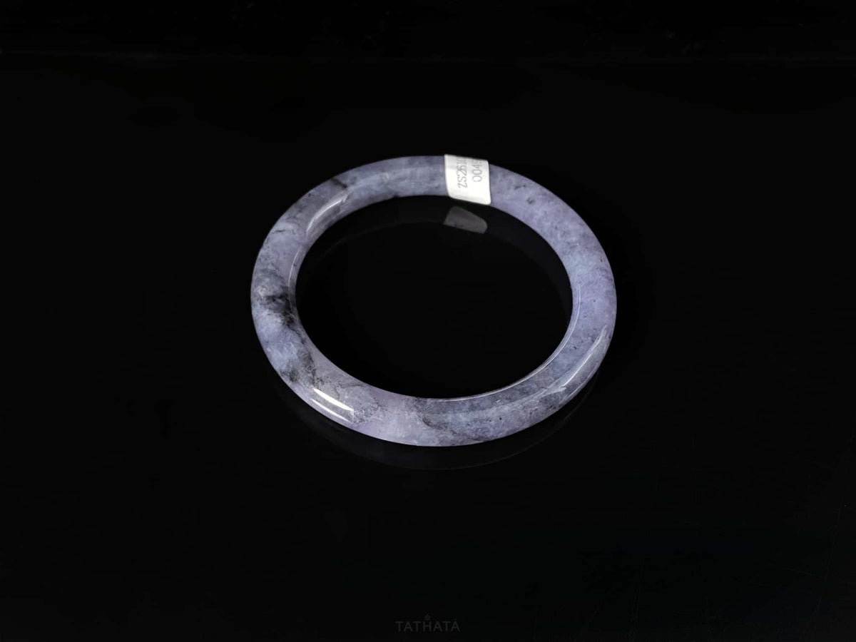Shadow Bloom Purple Veil · Nature Burmese Jadeite Round Bangle （54mm）