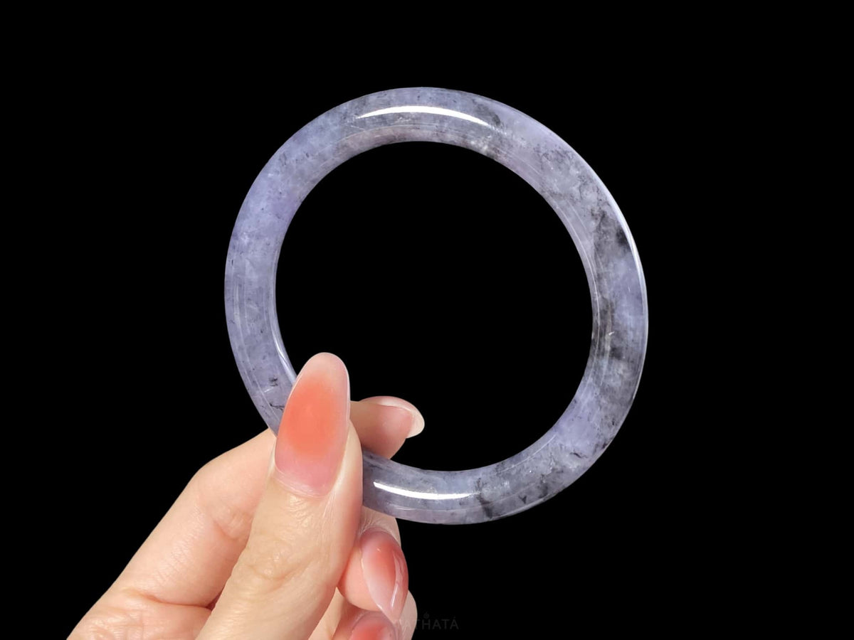Shadow Bloom Purple Veil · Nature Burmese Jadeite Round Bangle （54mm）