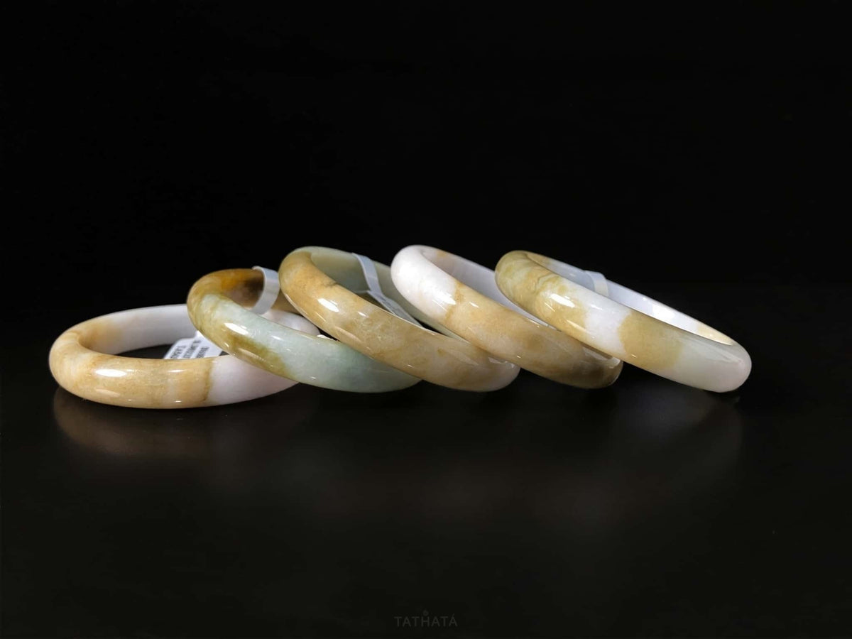 The Dunhuang | Golden Hush · Nature Burmese Jadeite Peace Bangle
